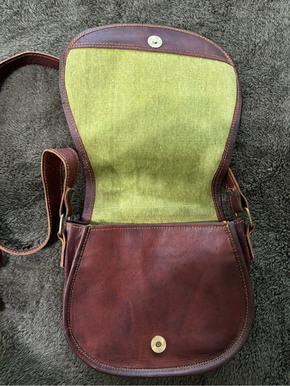 Brown Leather Saddle Crossbody Bag
